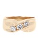 3 Stone Diamond Crossover Ring in Yellow Gold
